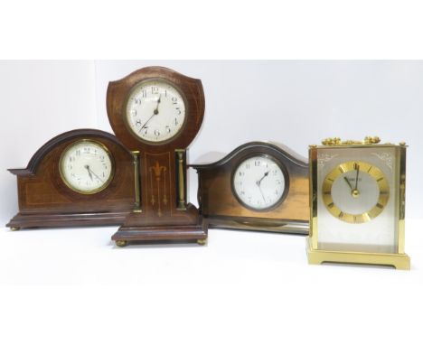 Four assorted mantle clocks including an Edwardian style clock Condition Report:Available upon request