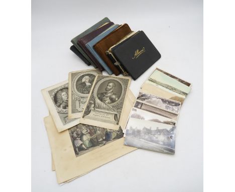 Mixed paper collectables, comprising autograph and sketch books (inc. Ivor Novello signature), various engravings (inc. a Har