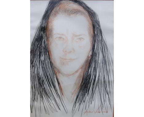 ANDREW VICARI (WELSH 1938-2016) PORTRAIT OF A LADY Pencil, signed lower right, dated 2002, 74 x 52cm Together with a similar 