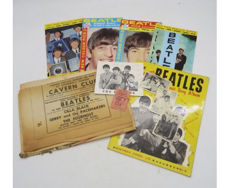 The Beatles: a collection of ephemera comprising an Official Fan Club photo card with signatures of Paul McCartney, John Lenn