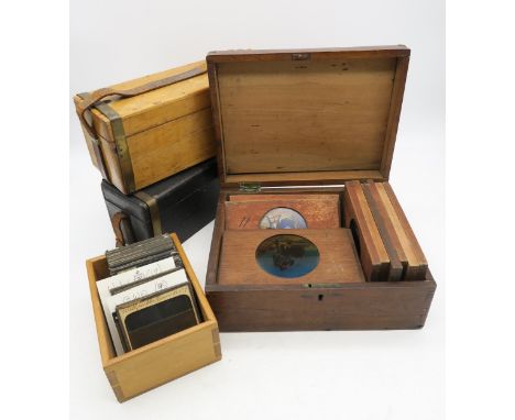 A collection of cased photographic glass slides, to include an interesting monochrome selection on coal mining, with some Sco