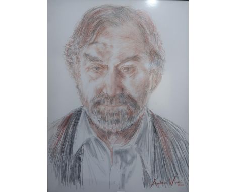ANDREW VICARI (WELSH 1938-2016) LARGE PORTRAIT OF A MAN Pencil, signed lower right, dated 2002 Together with a similar "PORTR