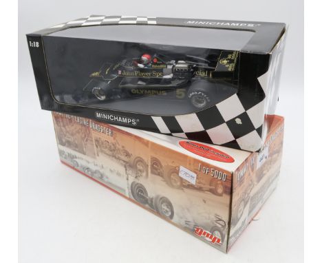 A GMP Limited Edition of 5,000 1:18-scale Tommy Ivo 4 Engine Dragster, boxed and with bonus DVD; and a Minichamps 1:18-scale 