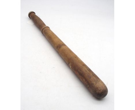 A Victorian mounted policeman's elongated truncheon, measuring approx. 47cm in length and retaining traces of original paintw