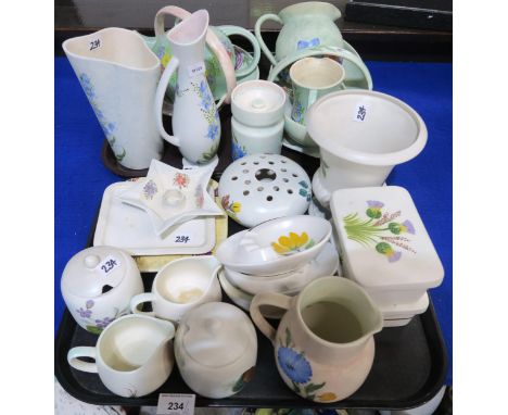Assorted E Radford hand painted pottery including jugs, dishes, butter dishes etc Condition Report:No condition report availa