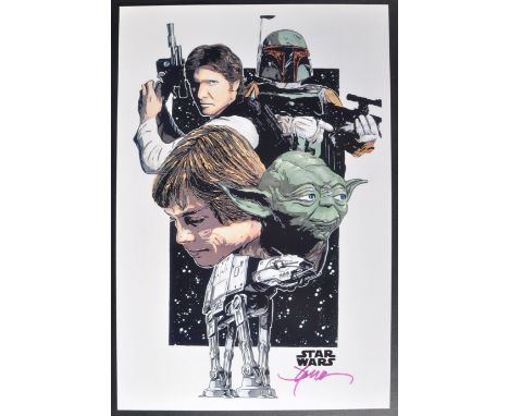Estate of Jeremy Bulloch - Star Wars - Artwork - an official Star Wars lithograph artwork print depicting Han Solo, Boba Fett
