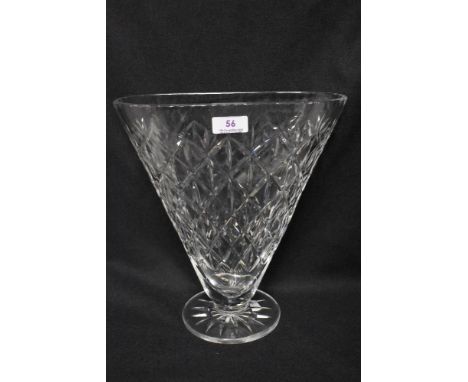 A modern clear cut crystal glass V shaped vase