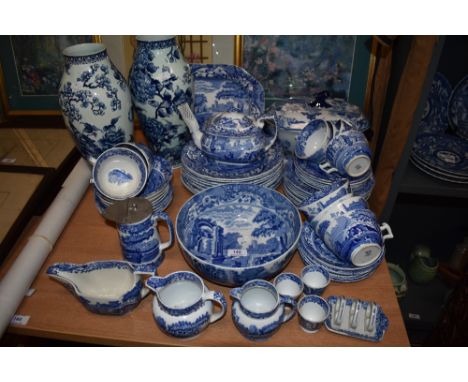 A selection of Spode Italian pattern blue and white dinner and tea wares