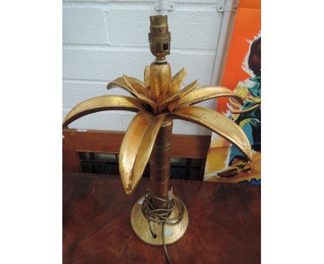A modern gilt effect table lamp modelled as a palm tree