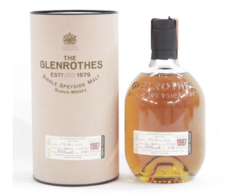 The Glenrothes single Speyside malt scotch whisky distilled in 1987 bottled in 1999 by Berry Bros &amp; Rudd and the label re