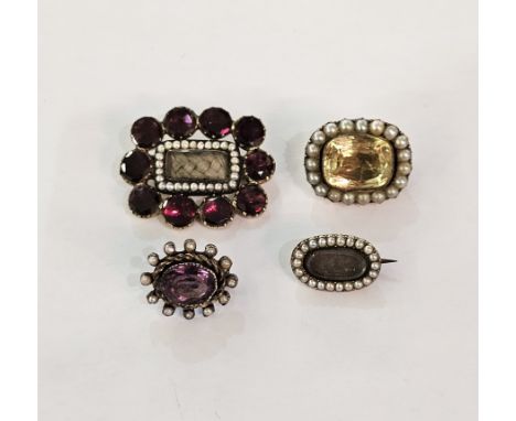 Four Victorian pearl set lace brooches including one with citrine, another with almandine garnet (4)&nbsp;