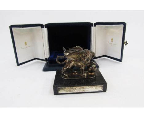 Asprey of London silver model of a griffin, London 2001 &amp; 2002, Asprey &amp; Co Ltd, stood on a black marble base with si