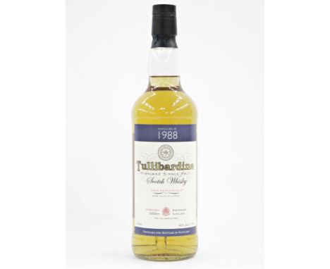 Vintage Tullibardine Highland single malt Scotch whisky, distilled in 1988 from Perthshire, Scotland fine, rare, smooth and m