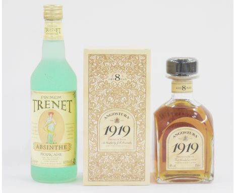 Premium Trenet Absinthe Francais 70cl 60% vol, together with single bottle of Angostura 1919 Premium Rum eight year old 70cl 