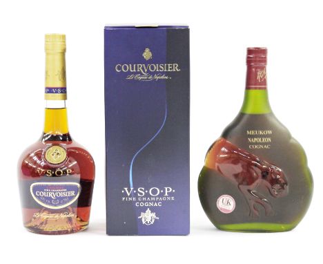 Courvoisier Fine Champagne Cognac VSOP, 70cl 40% vol in original box, together with a Meukow Napoleon Cognac, 70cl 40% vol (2