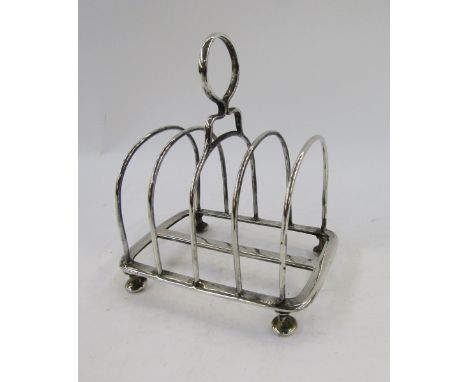 Late Victorian silver four-division toast rack, round arch pattern, Sheffield 1894, 3ozt&nbsp;