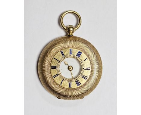 Late 19th century half hunter fob watch by Vacheron and Constantin, believed to be 18ct gold, the enamel dial with Roman nume