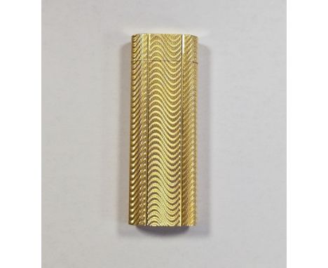 Cartier Paris gold plated lighter, with engine turned decoration, no 78032 A, housed in original box with guarantee booklet