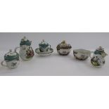 Meissen (outside decorated) green mosaic pattern part coffee-service, circa 1880, and a pair of