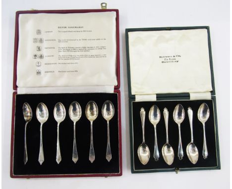 Set of six silver teaspoons dated 1965 from six different assay offices, London, Edinburgh, Britannia, Glasgow, Birmingham an