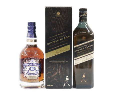 Chivas Regal 18 year old fine aged blended Scotch whisky, 70cl, 40% vol, and a Johnnie Walker double black blended Scotch whi