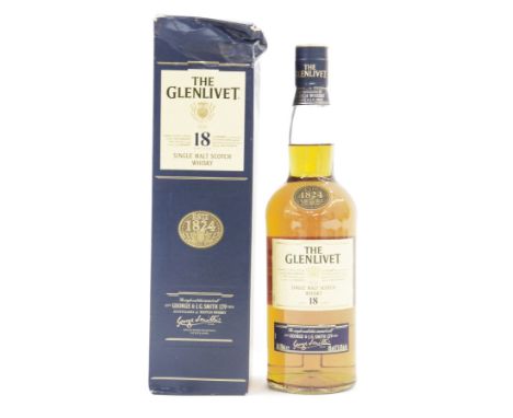 The Glenlivet 18 year old single malt Scotch whisky, produced by George &amp; J G Smith Ltd, 70cl, 43% vol, in original box&n