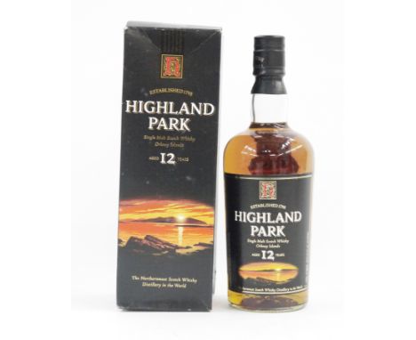 Highland Park single malt Scotch whisky&nbsp;12 year old, from the Orkney Islands, 'The Northern Most Scotch Whisky Distiller