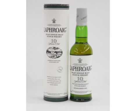 Laphroaig 10 year old Islay single malt scotch whisky 40% vol 35cl, housed in original box