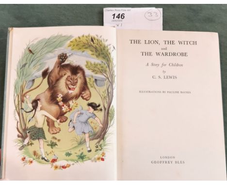 A copy of The Lion, The Witch and the Wardrobe by C S Lewis, printed in Great Britain by Butler &amp; Tanner Limited, Frome f