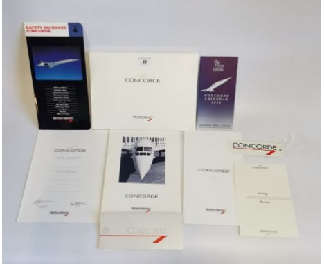 A Concord in flight welcome pack, with ticket and other associated documentation.