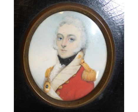 19th century portrait miniature of General William Taylor, bust length, in profile, wearing military dress, oval 6.5cm x 5cm 