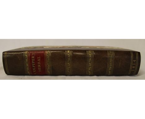 Crosby's Improved Edition The English Physician Culpeper's British Herbal London 1814 rebound half calf with inscription to f