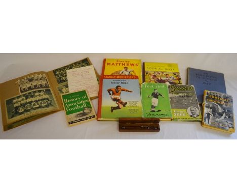 Vintage football books, a scrap book, Louth United programme &amp; a boxed wooden propelling pencil
