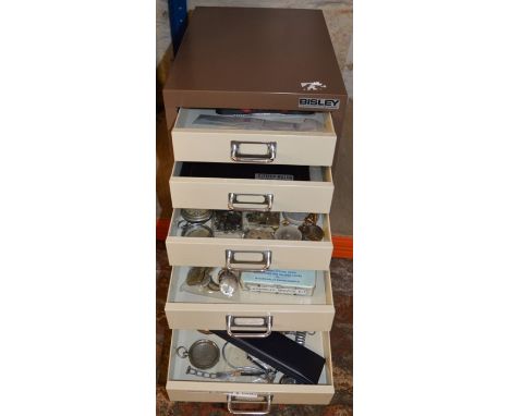 Bisley cabinet containing watch parts &amp; tools