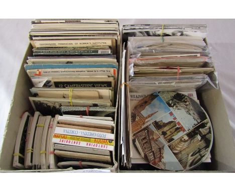 Collection of atypical postcards, greetings cards, auto cards, Asian portrait photos, booklets etc (2 boxes)