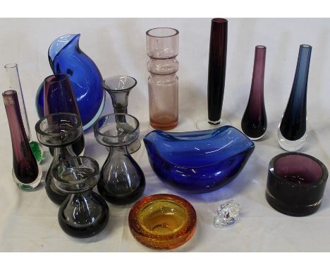 Selection of Wedgwood and Caithness coloured glass etc.