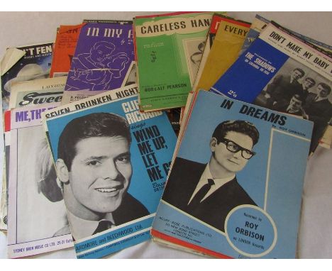 Selection of vintage piano sheet music inc Roy Orbison, The Shadows and The Searchers