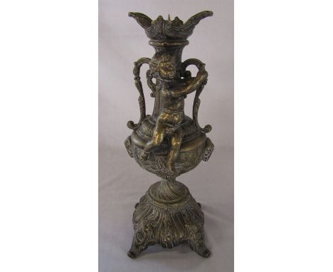 Large brass figural candlestick / candle stand H 40 cm