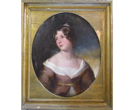 Large gilt framed 19th century oil on board portrait of a young woman 78 cm x 90 cm (size including frame)