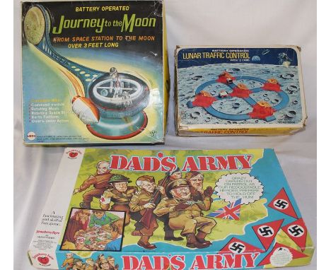 Mego Journey to the Moon and Lunar Traffic Control vintage space games and Dad's Army board game