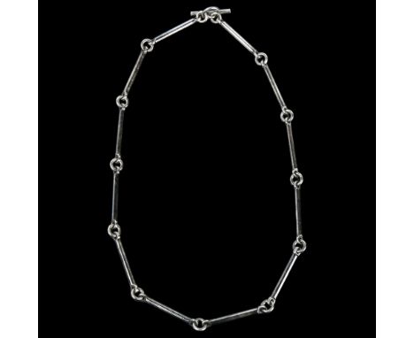 JORGEN JENSEN SOLVSMEDIE - a Danish modernist sterling silver bar link chain necklace, 41cm, 29.3gNo damage or repair, only l