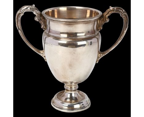 A George VI silver 2-handled trophy cup, Adie Brothers Ltd, Birmingham 1937, 13cm, 4.8ozBody has presentation engraving "The 