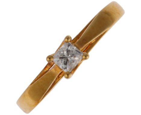 A 18ct gold Canadian 0.25ct solitaire ring, by Canadian Ice, from the Diavik mine, North West Territories, claw set with Prin