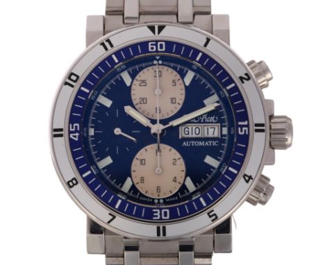 PAUL PICOT - a stainless steel Yachtman Chrono automatic calendar chronograph bracelet watch, ref. 0927.S, circa 2007, blue d