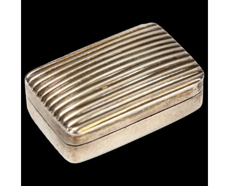 A George III silver-gilt vinaigrette, Samuel Pemberton, Birmingham 1801, cushion form with ribbed decoration, gilt interior a