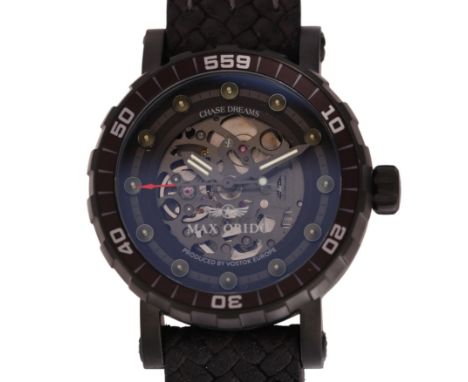 MAX ORIDO X VOSTOK EUROPE - a limited edition black PVD stainless steel automatic skeleton wristwatch, circa 2022, black dial