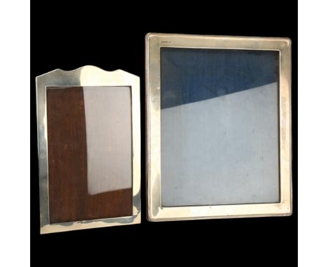 2 silver-fronted photo frames, Walker & Hall, largest overall 30cm x 25cm (2)A few light dents otherwise no damage, hallmarks