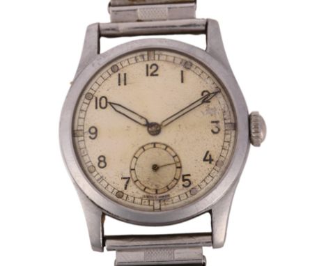 A Second World War Period British Military Issue ATP (Army Trade Pattern) mechanical wristwatch, circa 1940s, silvered dial w