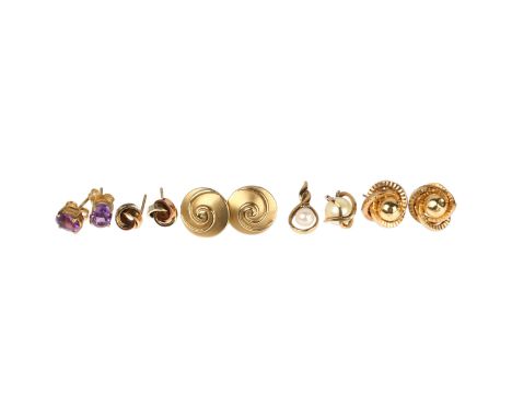 Various 9ct gold stone set jewellery, including earrings and pendants, 9.3g grossLot sold as seen unless specific item(s) req