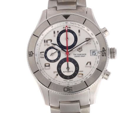 VICTORINOX - a stainless steel Swiss Army Ambassador "Clous de Paris" automatic chronograph calendar bracelet watch, ref. 241